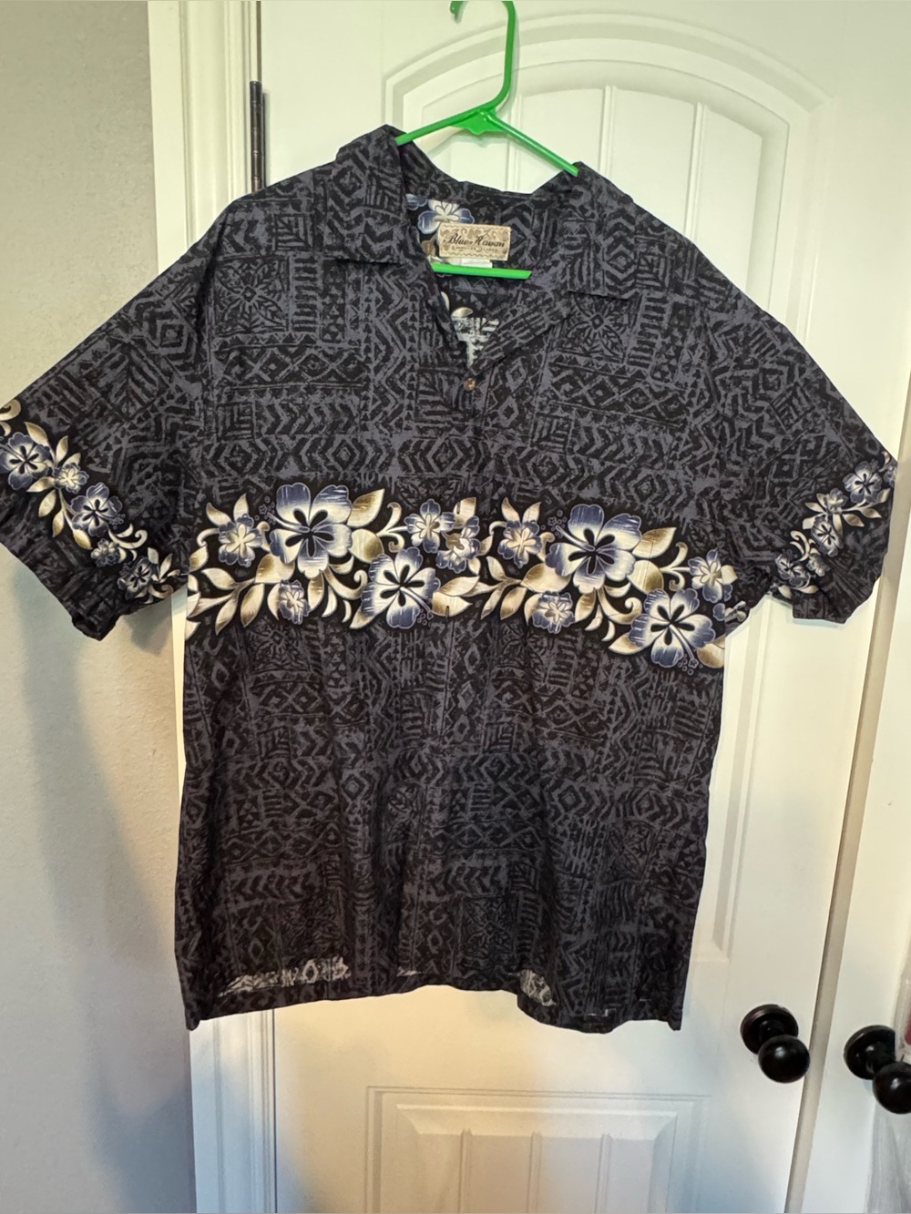 Blue Hawaii button up shirt.